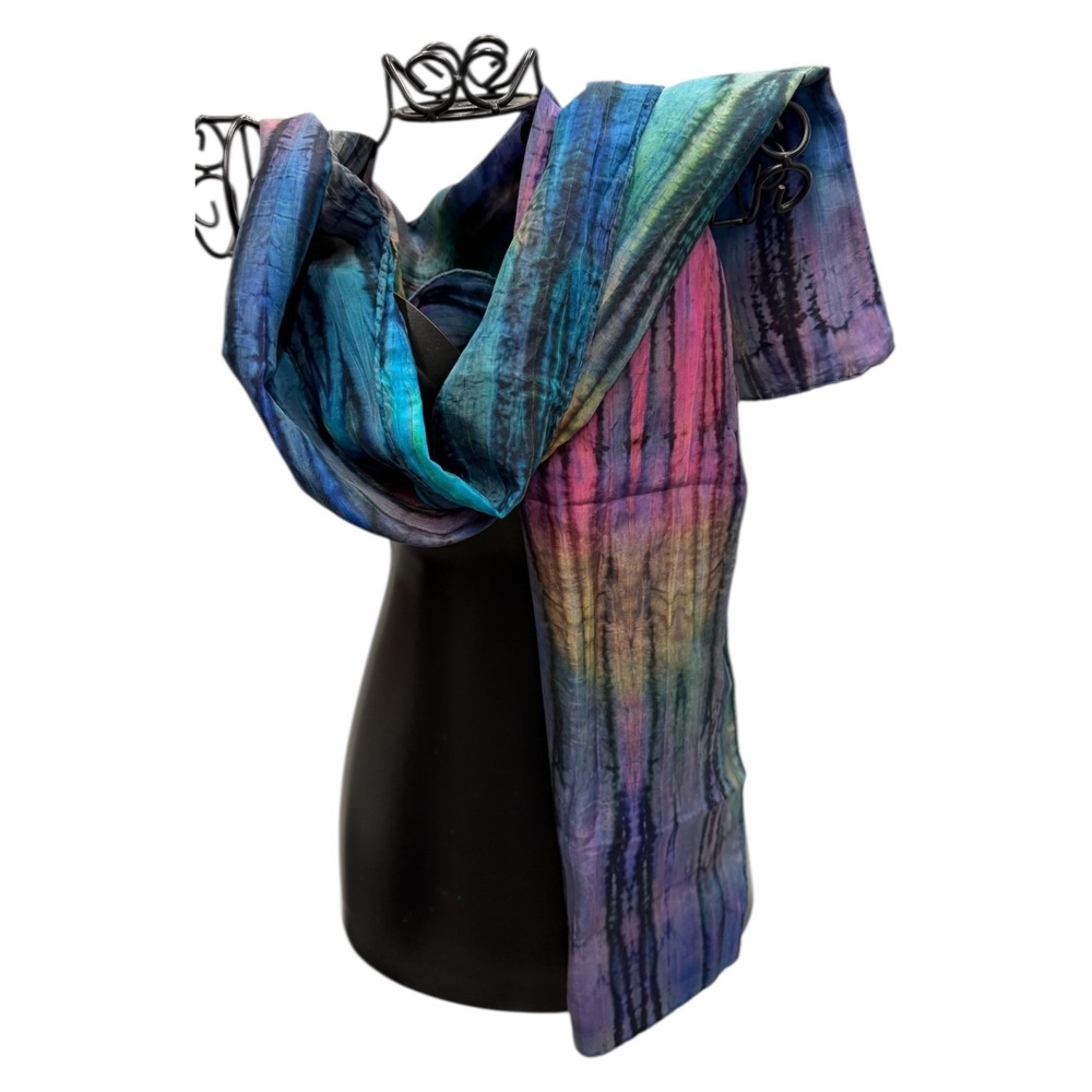Womens Multicolor Tie Dye Scarf Wrap‎ Lightweight 63x10 Inches